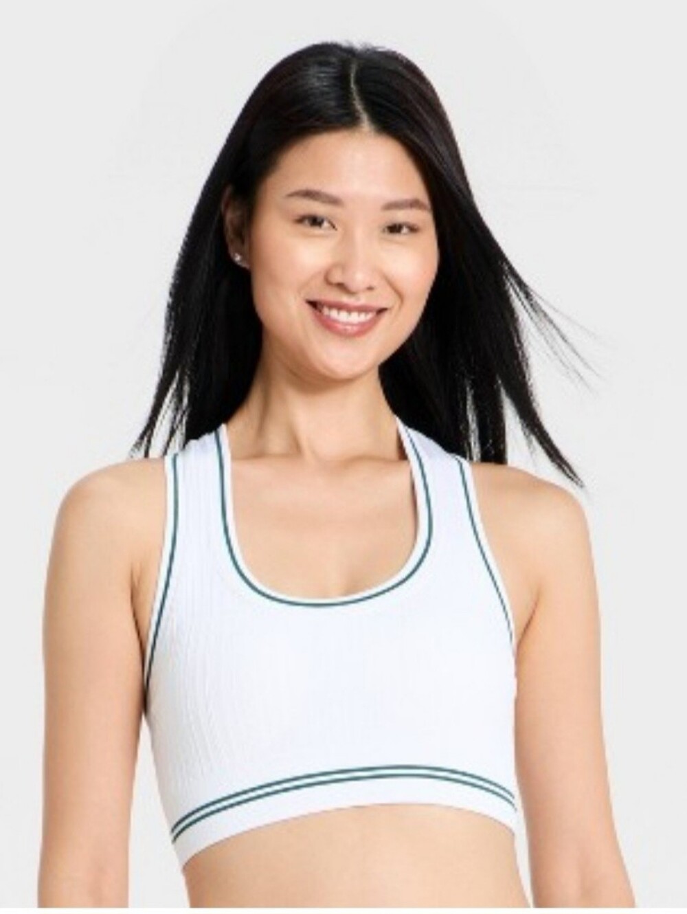 Women's Seamless Cable Knit Racerback Sports Bra - All In Motion White